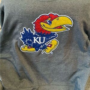 Gray rhinestoned KU Jayhawks Unisex Sweater, size 2XL, never worn